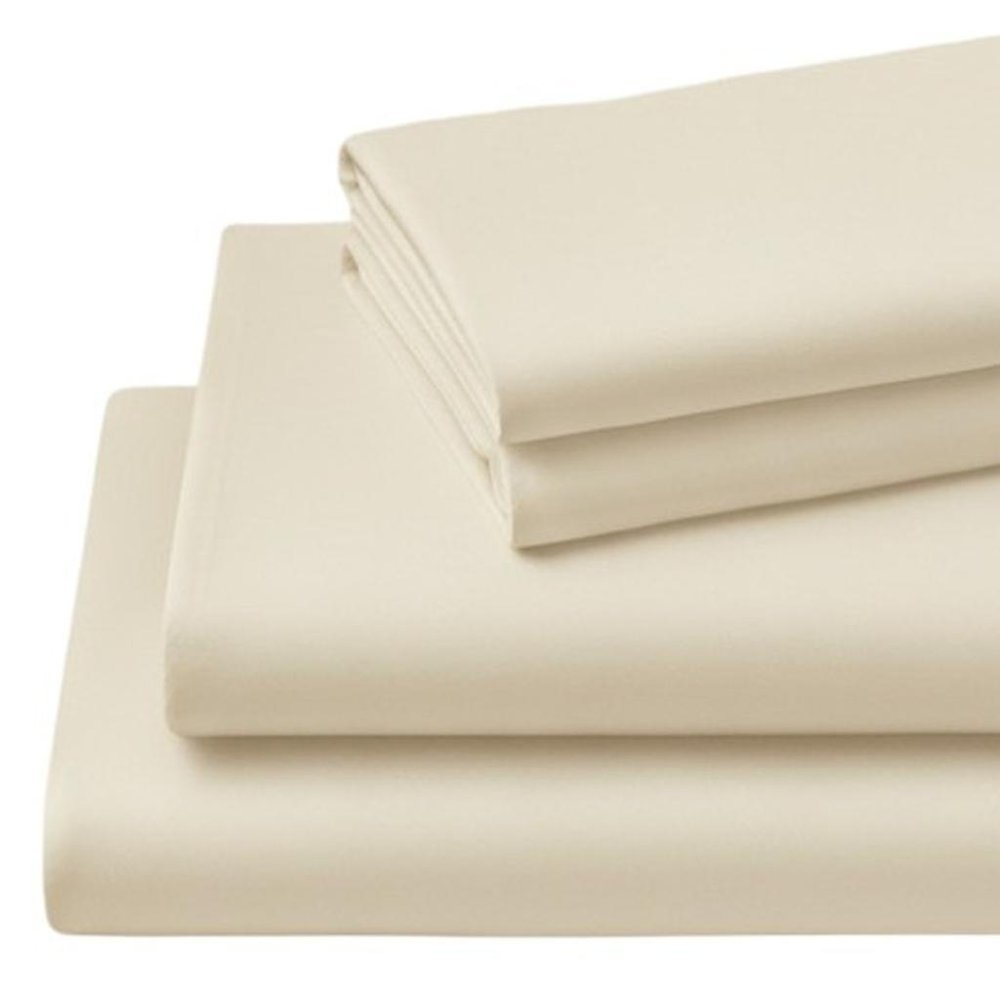 Four Piece Ivory Cotton Queen Sheet Set
