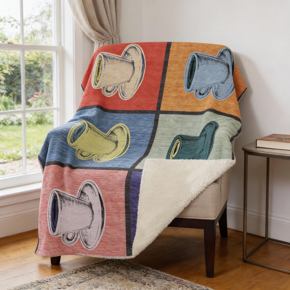 50" X 70" Blue Orange And Red Color Block Microfiber Plush Throw Blanket