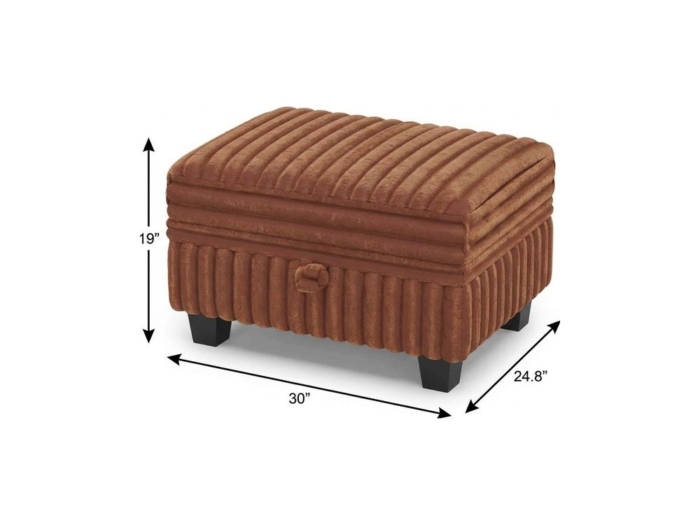 30" Black Faux Fur Storage Ottoman