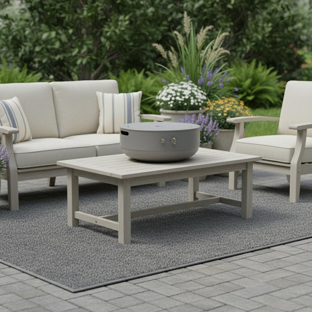 50000 BTU 24" Gray Steel Propane Round Fire Pit With Cover