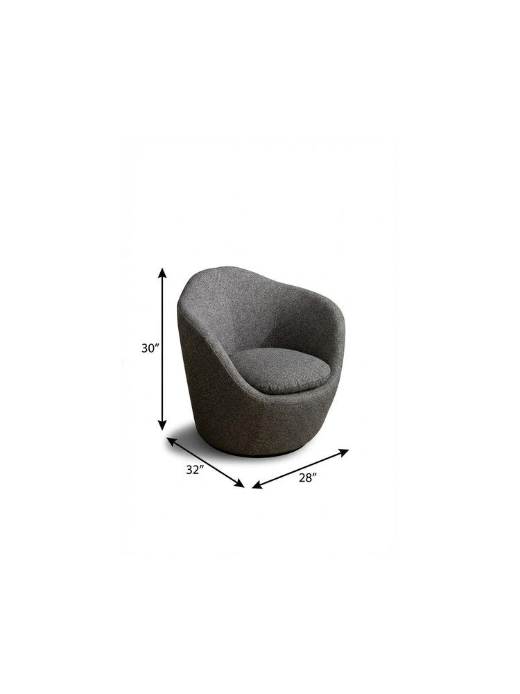 32" Gray Cotton Blend and Metal Lounge Chair