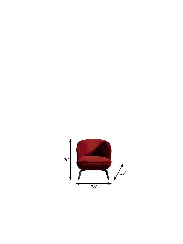 28" Red and Black Velvet and Metal Lounge Chair