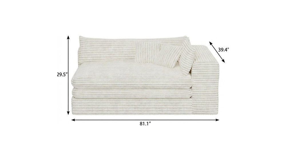 81" White Corduroy Lounge Chair