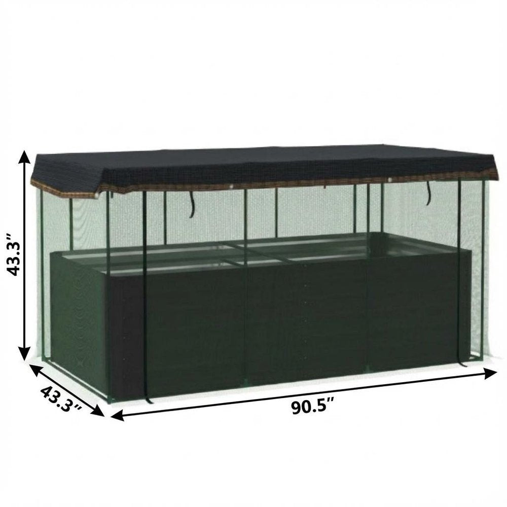 43" X 91" Green Steel Rectangular Planter Box