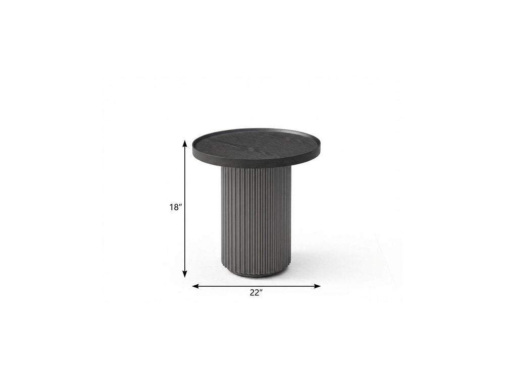 18" Dark Gray Wood Round Pedestal End Table