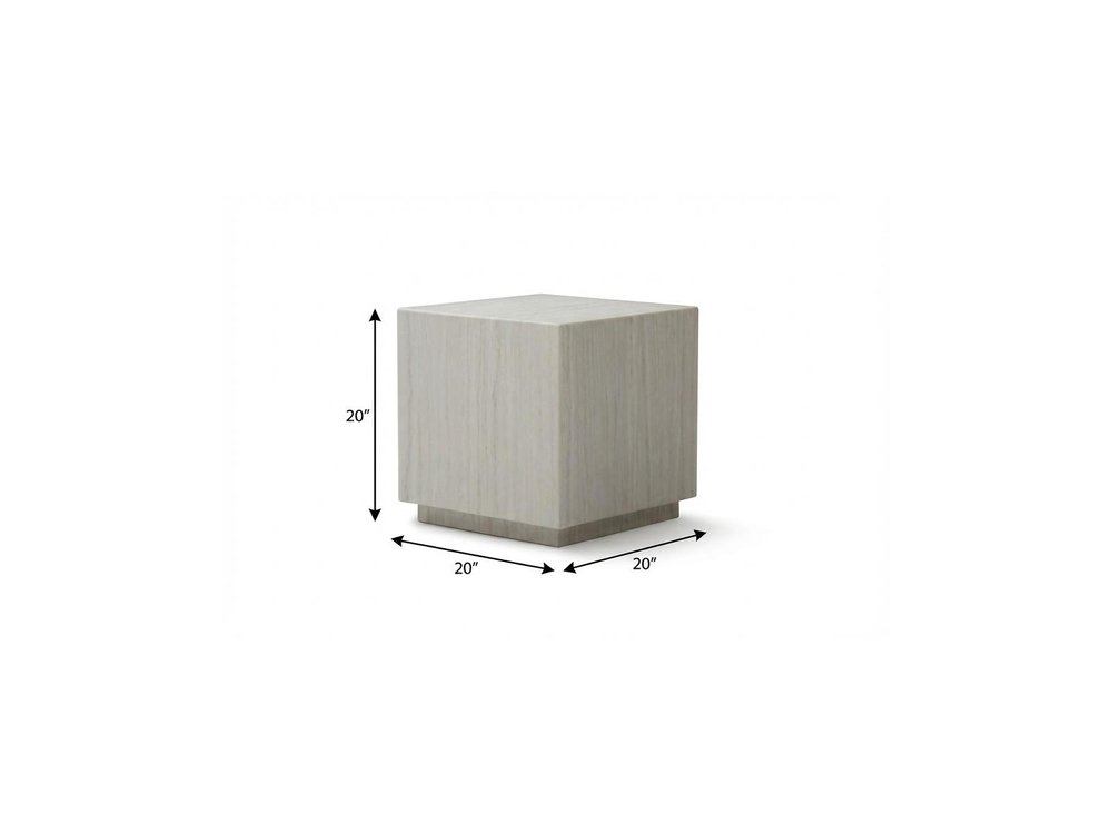 20" Beige Marble Square Block End Table
