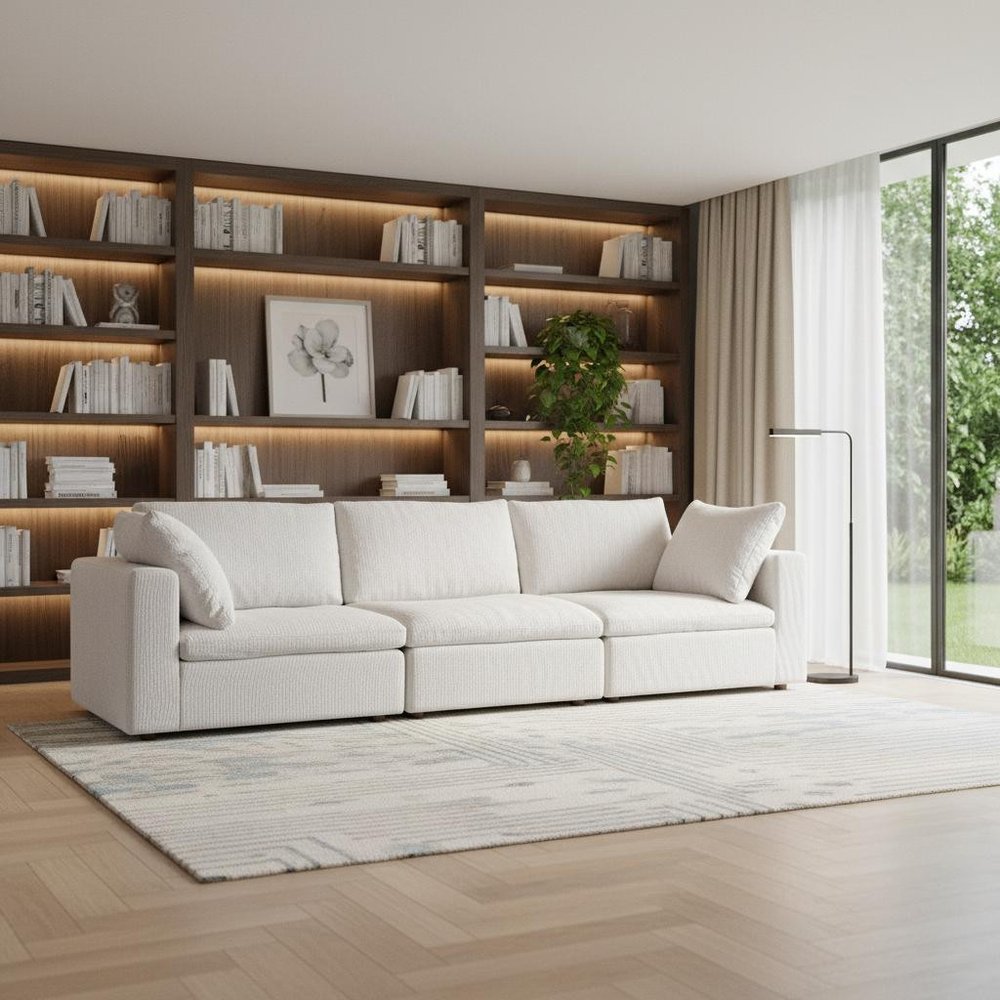 122" Pearl Fabric Reclining Sofa