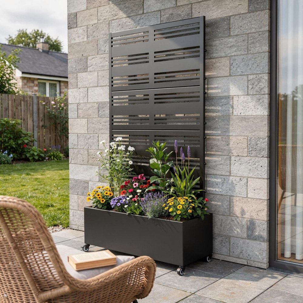 71" X 35" Black Galvanized Metal Rectangular Planter Box