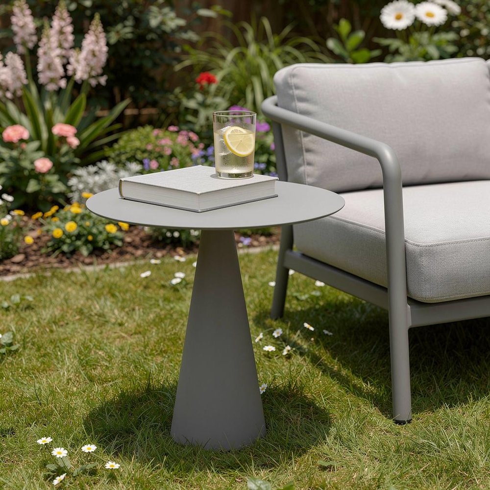20" Dark Gray Aluminum Round Outdoor Side Table