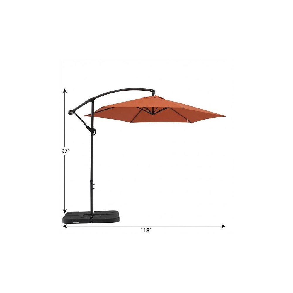 97" Orange Polyester Hexagonal Cantilever Patio Umbrella with Stand