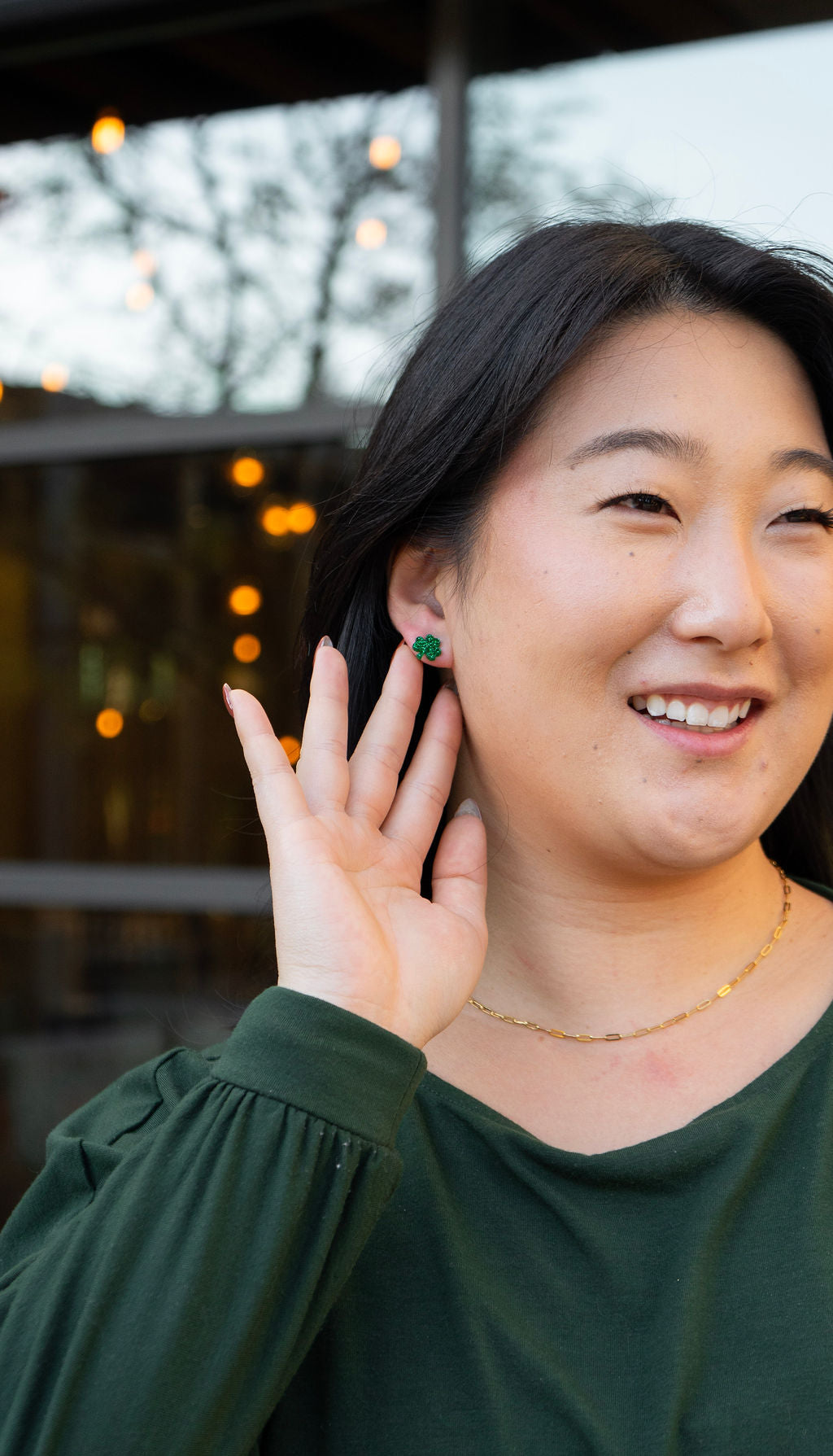Shamrock Studs - Green Glitter