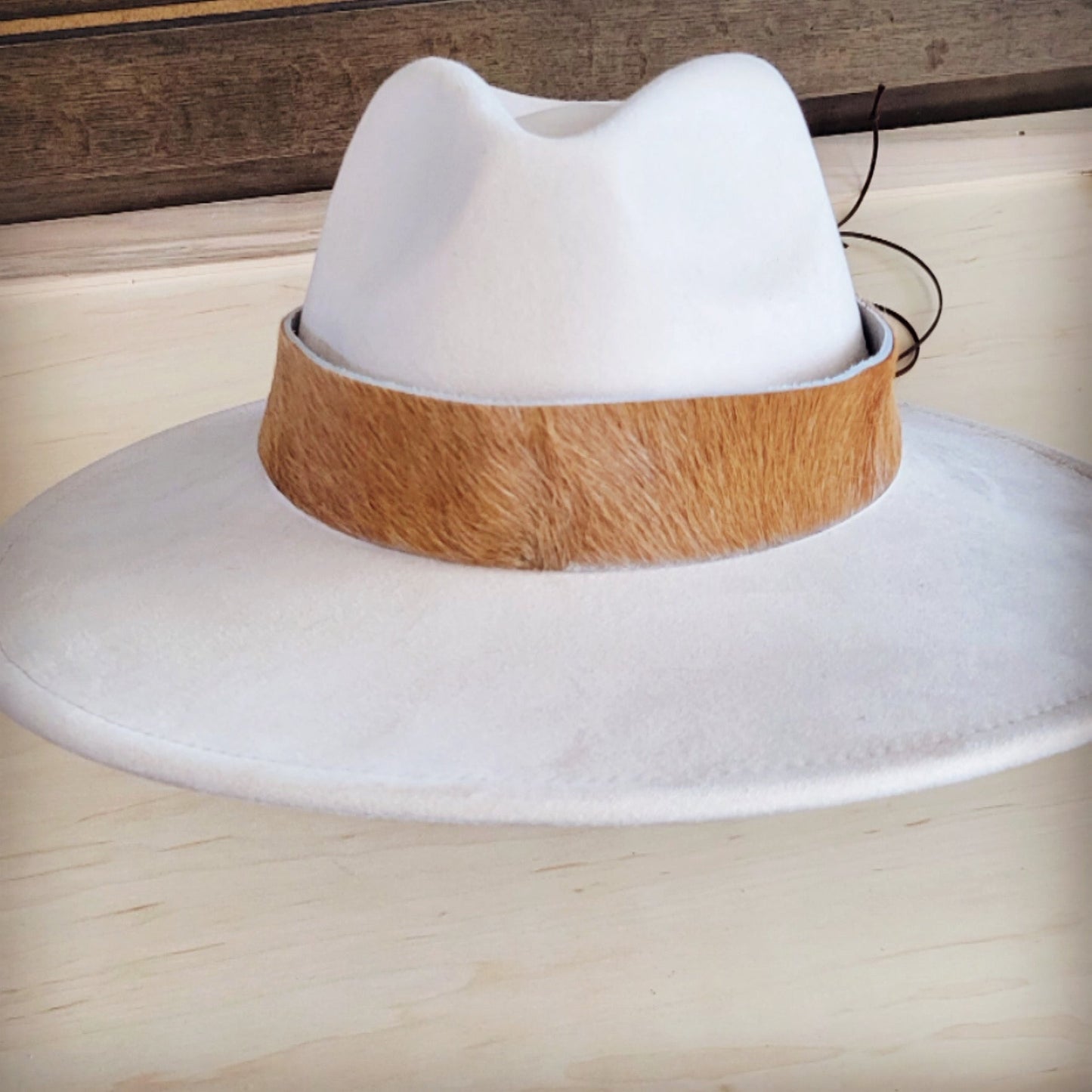 Wide Hair Hide Leather Tan Hat Band Only 954h