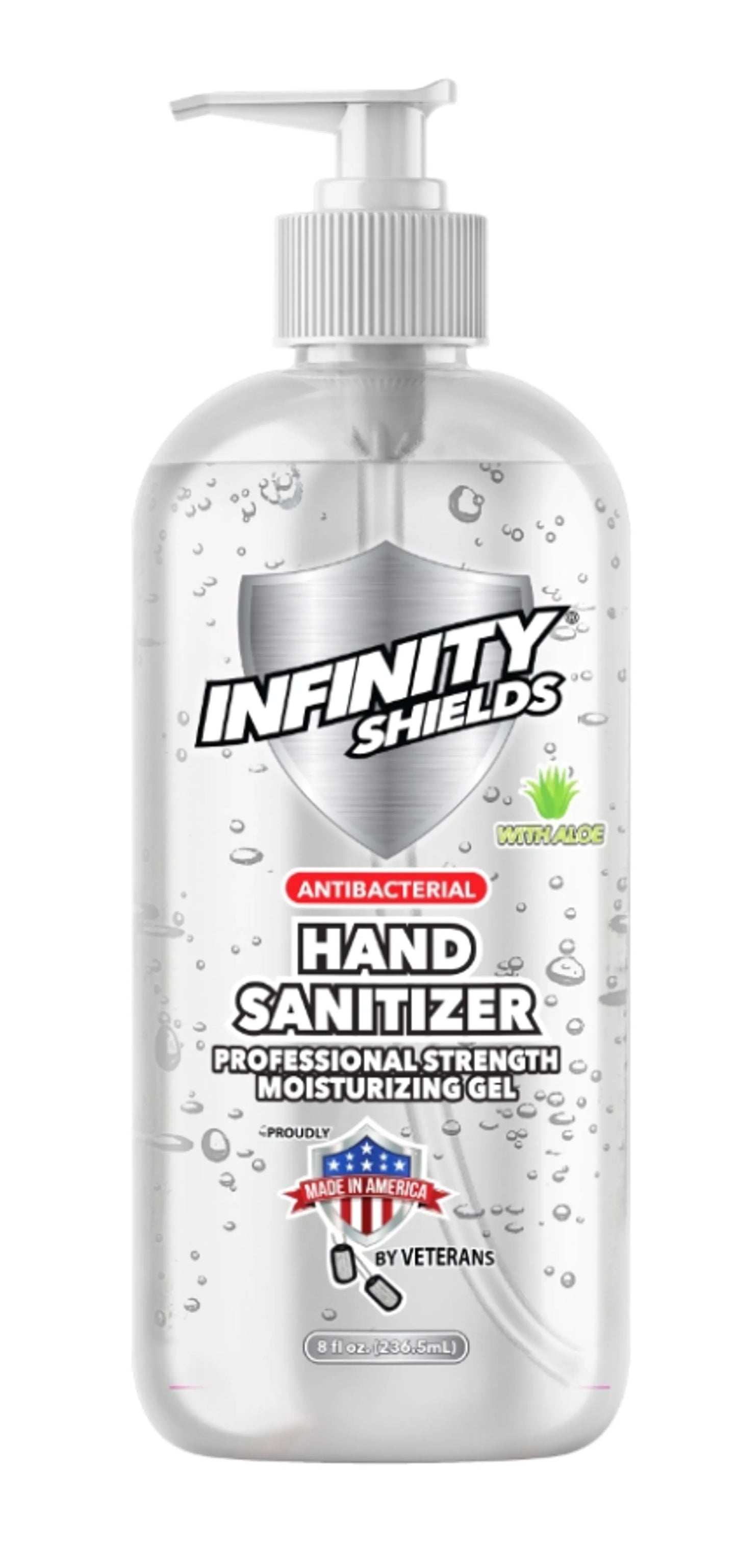 Infinity Shields Antibacterial Hand Sanitizer Gel with Aloe, Professional Strenght, Leaves Hands Clean & Odorless