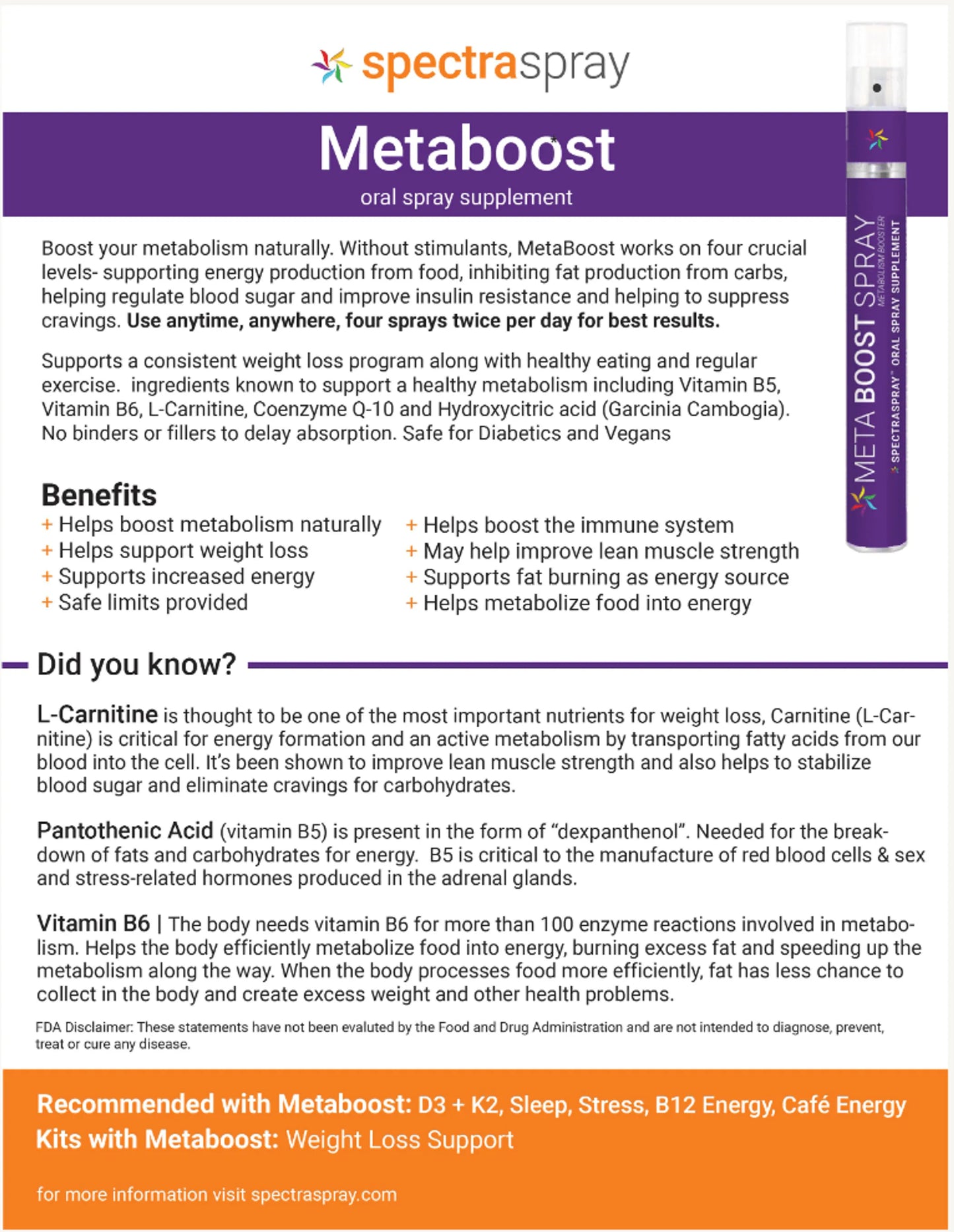 MetaBoost Oral Spray Supplement by SpectraSpray