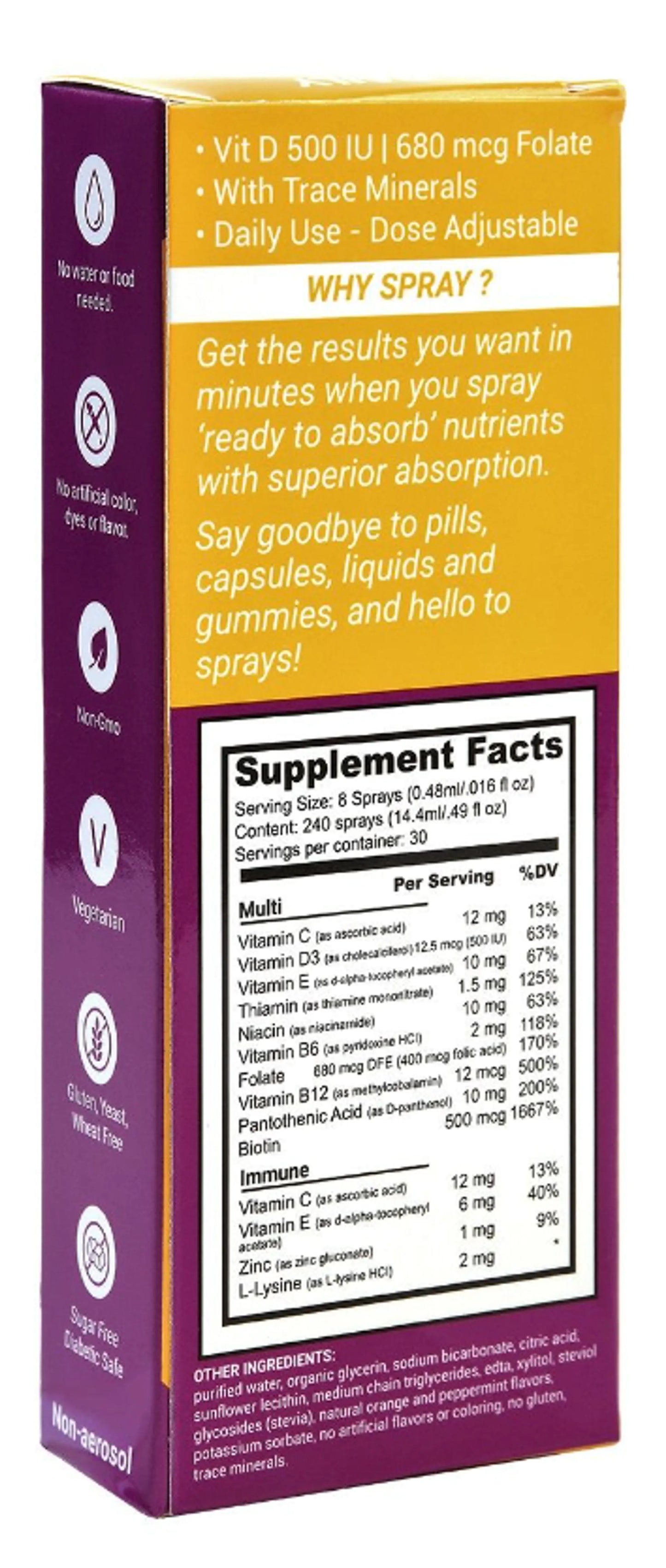 Daily Defense Oral Spray Vitamin Kit by SpectraSpray - Multi + Immune