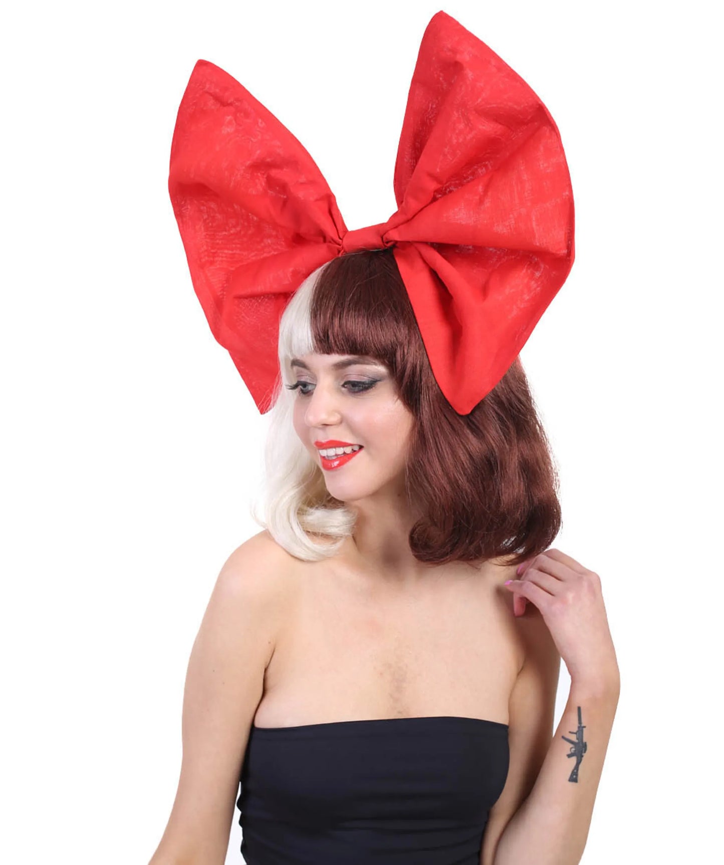 Australian Chandelier Singer Wig with Red Bow