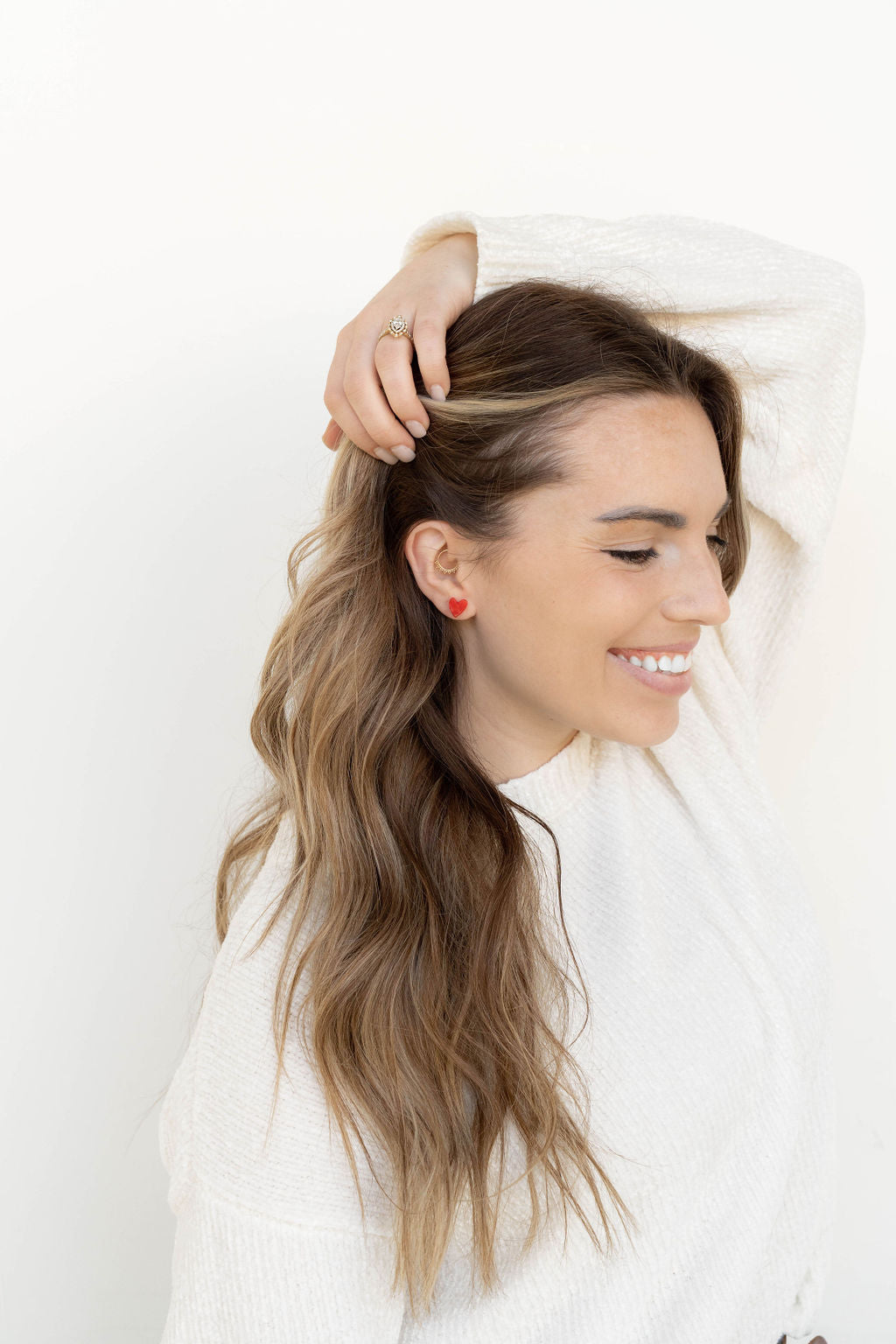 Hand Drawn Heart Studs - Bubblegum Bliss