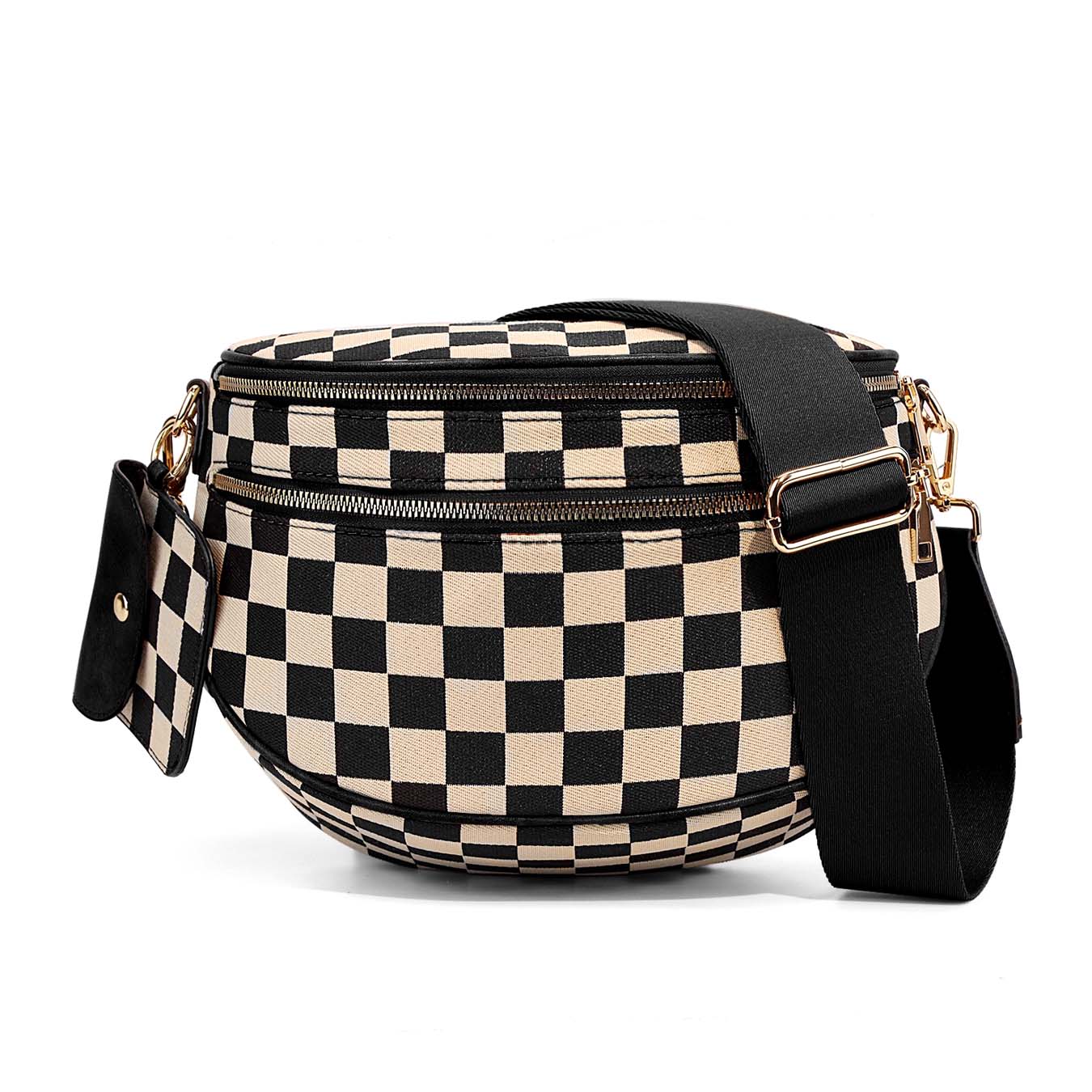 Kaylee Mixed Media Double Zip Crossbody Sling Bag