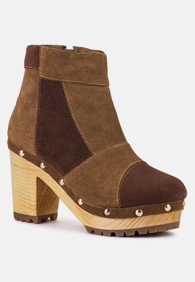 Huron Fine Suede Patchwork Ankle Boots