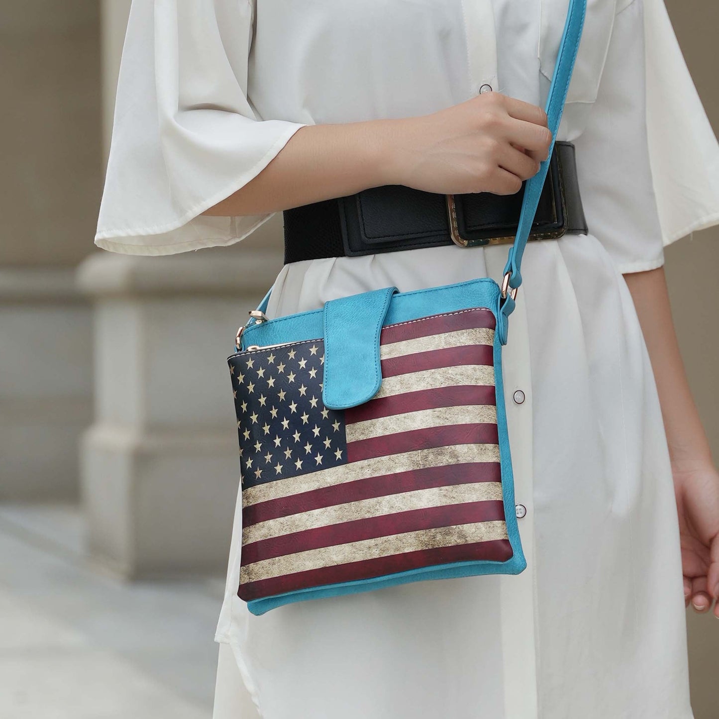 MKF Collection by Mia K. - Josephine Printed Flag Crossbody Bag