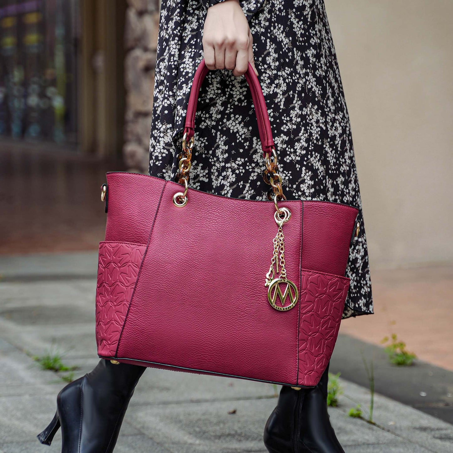 MKF Collection by Mia K. - Merlina Embossed Tote Bag and Set
