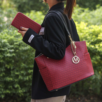 MKF Collection by Mia K. - Savannah Signature Tote Bag and Wallet Set