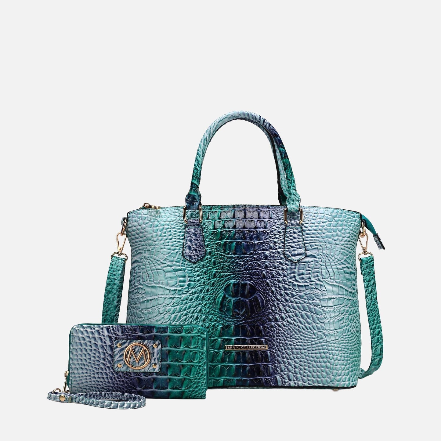 MKF Collection by Mia K. - Liora Gradient Croc Shoulder Bag and Wallet Set