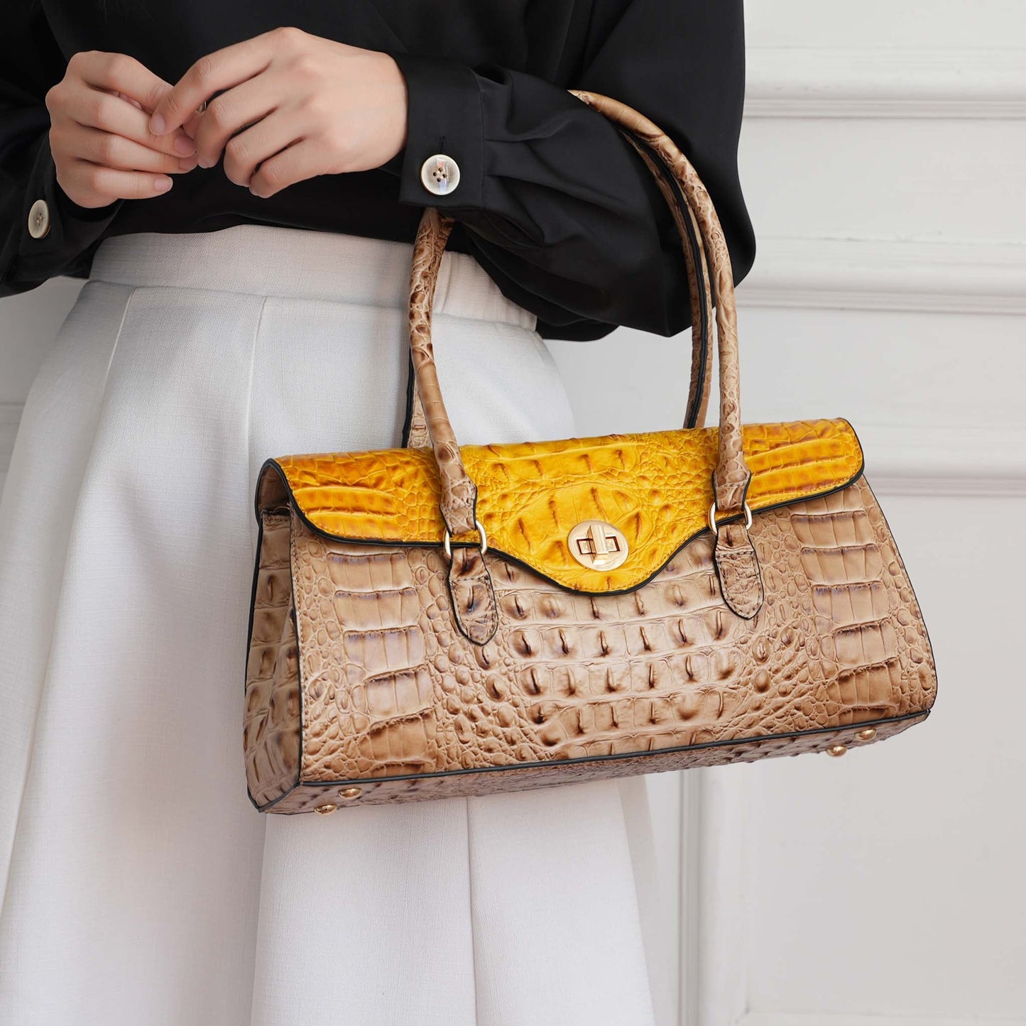 MKF Collection by Mia K. - Liviana Croc-Embossed Shoulder Bag