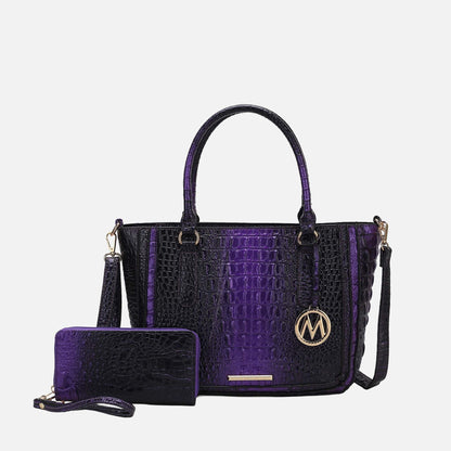 MKF Collection by Mia K. - Bonnie Croc-Embossed Handbag and Set