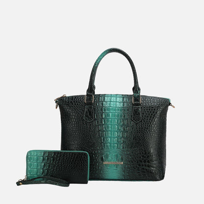 MKF Collection by Mia K. - Liora Croc-Embossed Tote Bag and Set
