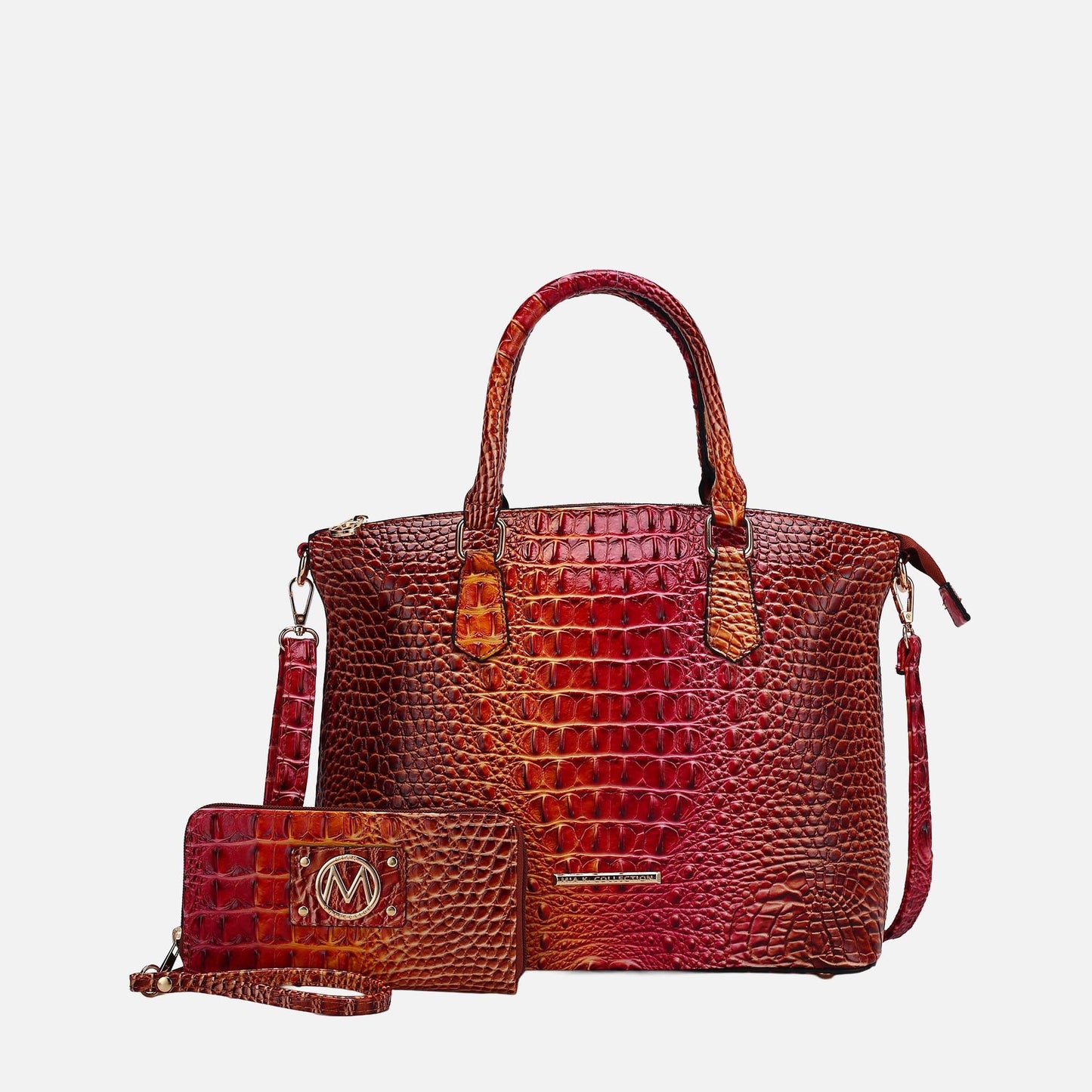 MKF Collection by Mia K. - Liora Gradient Croc Shoulder Bag and Wallet Set