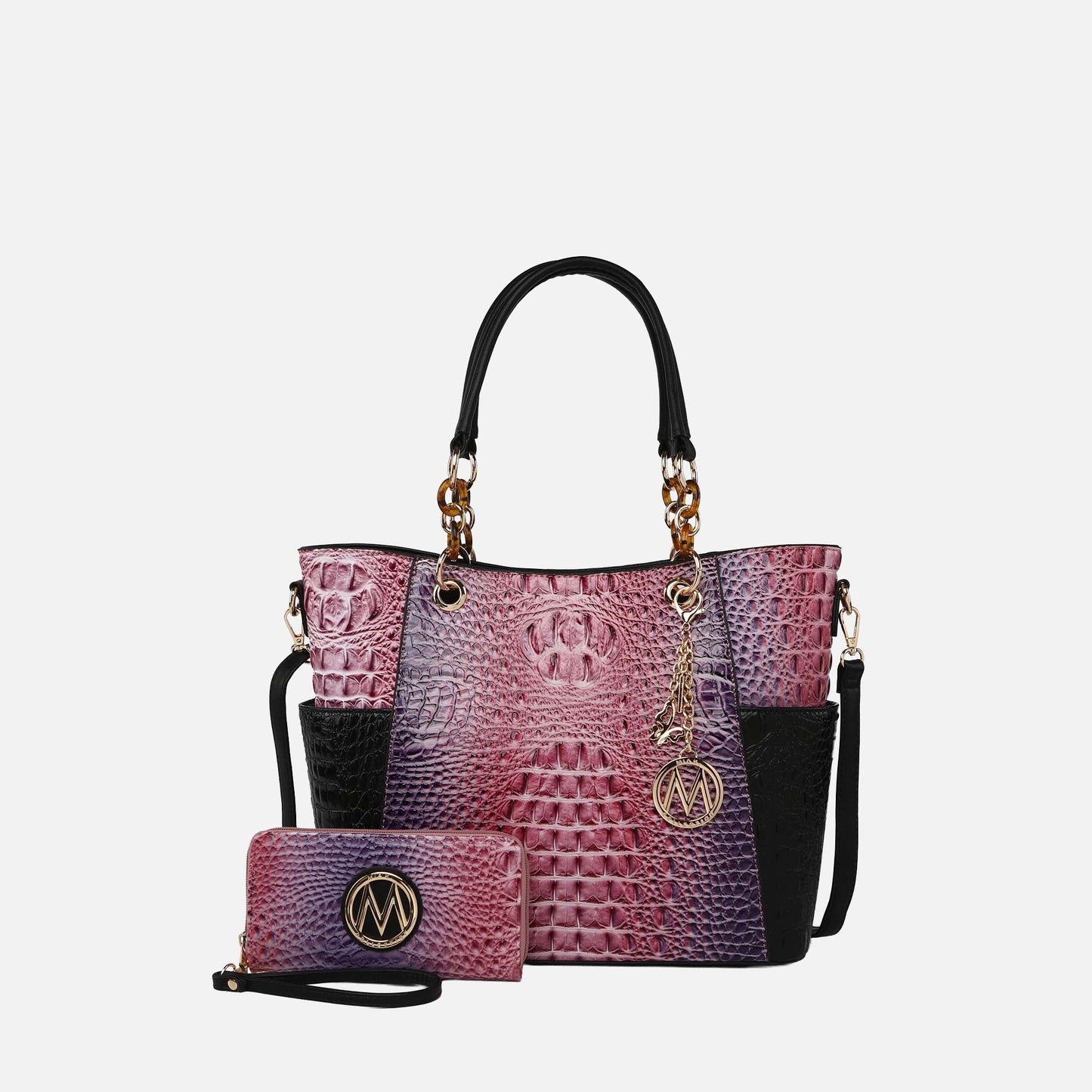 MKF Collection by Mia K. - Bonita Croc Embossed Tote bag and Set
