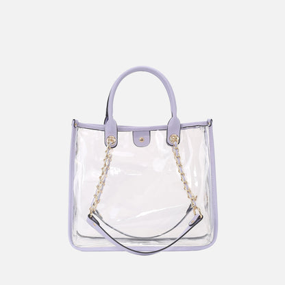 MKF Collection by Mia K. - Diva PVC Tote Bag with Tweed Bucket Bag