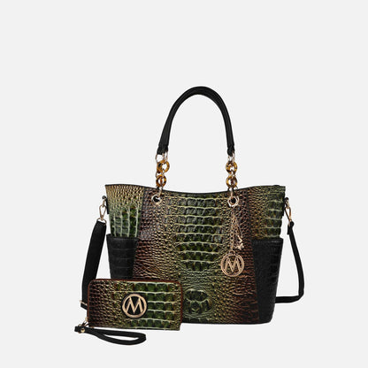 MKF Collection by Mia K. - Bonita Croc Embossed Tote bag and Set