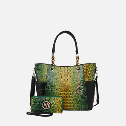 MKF Collection by Mia K. - Bonita Croc Embossed Tote bag and Set