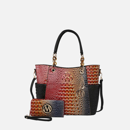 MKF Collection by Mia K. - Bonita Croc Embossed Tote bag and Set