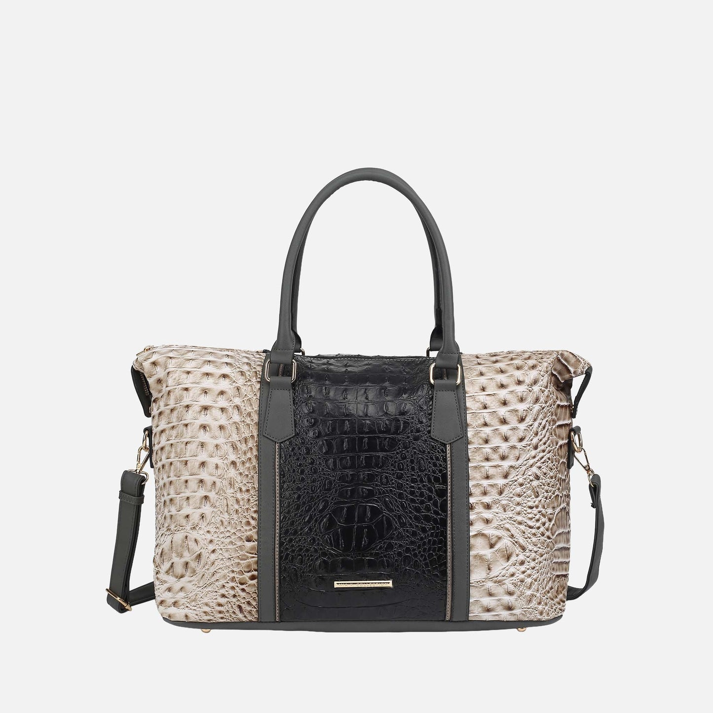MKF Collection by Mia K. - Raven Croc Embossed Duffel Bag