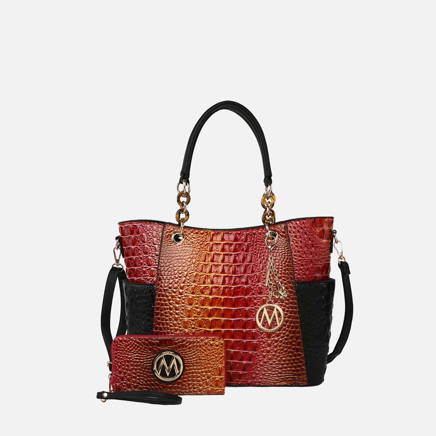 MKF Collection by Mia K. - Bonita Croc Embossed Tote bag and Set