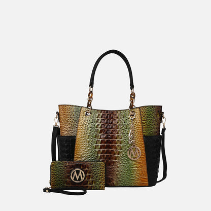 MKF Collection by Mia K. - Bonita Croc Embossed Tote bag and Set