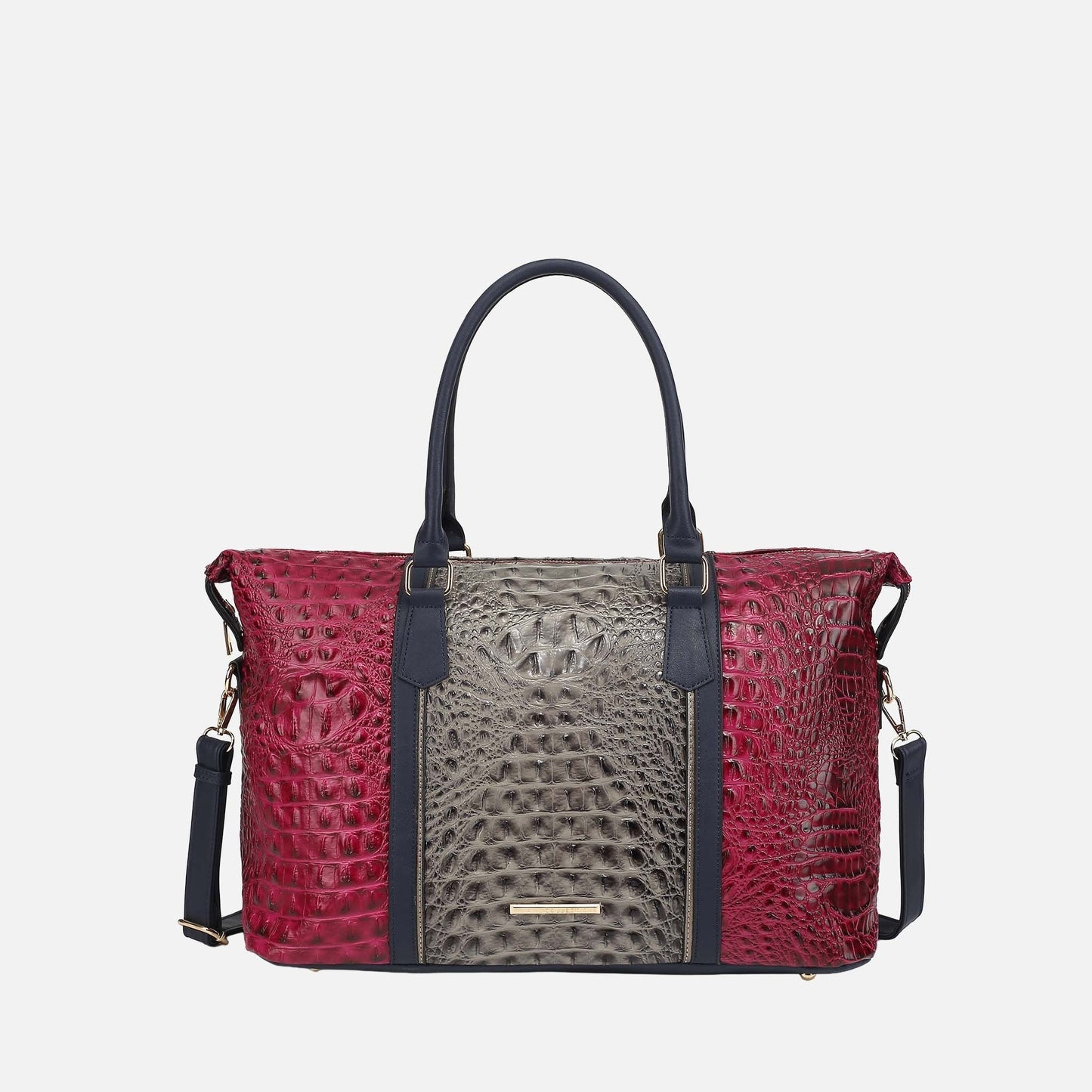 MKF Collection by Mia K. - Raven Croc Embossed Duffel Bag