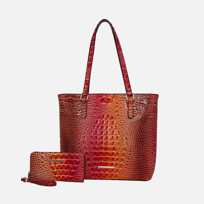 MKF Collection by Mia K. - Piper Gradient Croc Tote Bag and Set