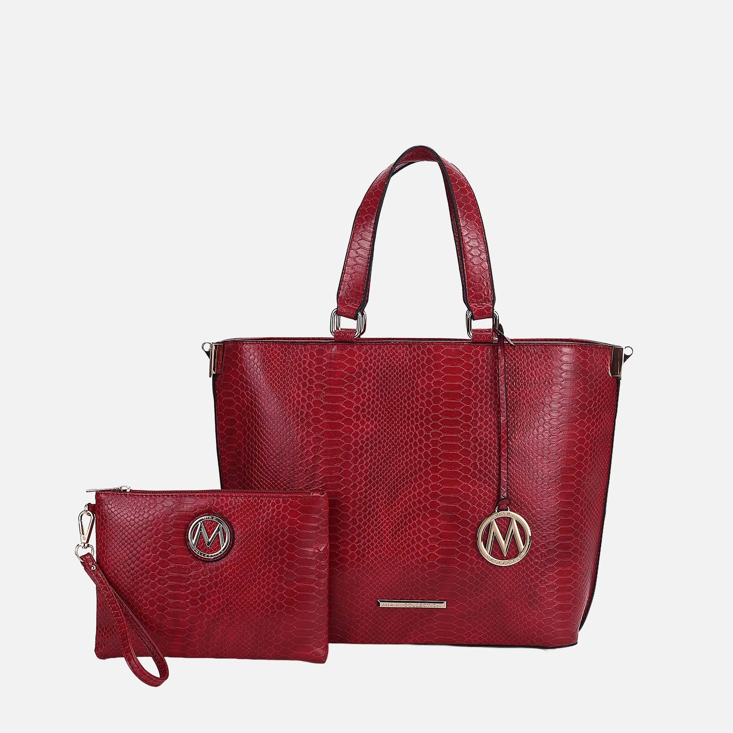 MKF Collection by Mia K. - Beryl Embossed Tote Bag and Wristlet Set