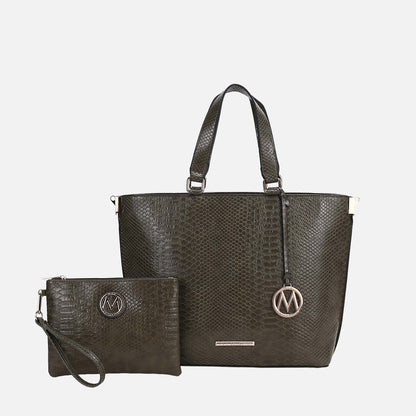 MKF Collection by Mia K. - Beryl Embossed Tote Bag and Wristlet Set