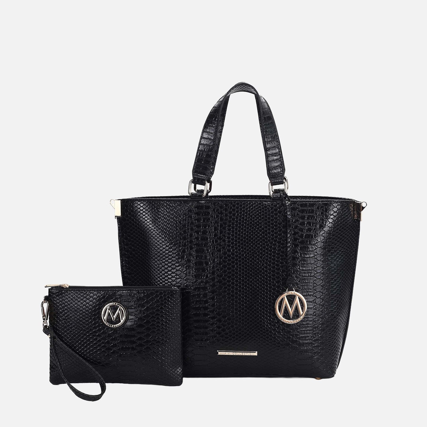MKF Collection by Mia K. - Beryl Embossed Tote Bag and Wristlet Set