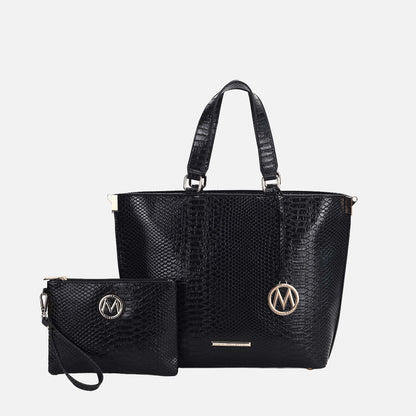 MKF Collection by Mia K. - Beryl Embossed Tote Bag and Wristlet Set