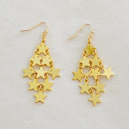 Nine Stars Lined Chandelier Earring