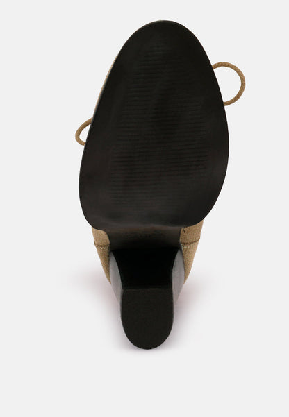 Goose-Feather Antique High Heeled Ankle Boot