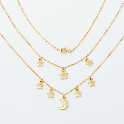 Starred Up Chain Anklet, Set of 3