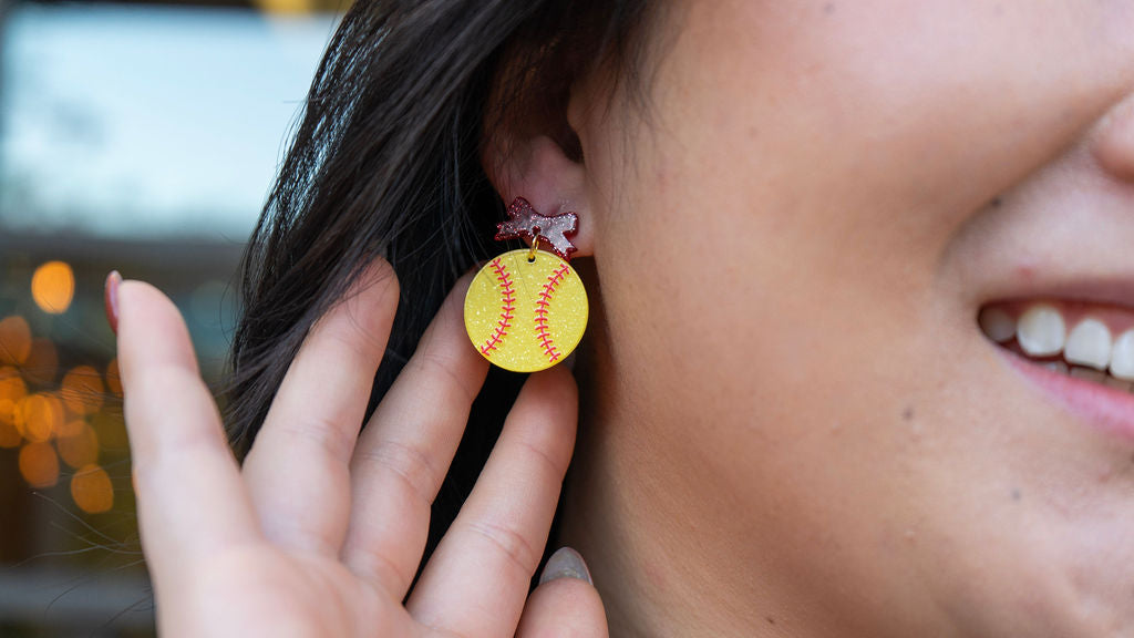 Bow Softball Earrings