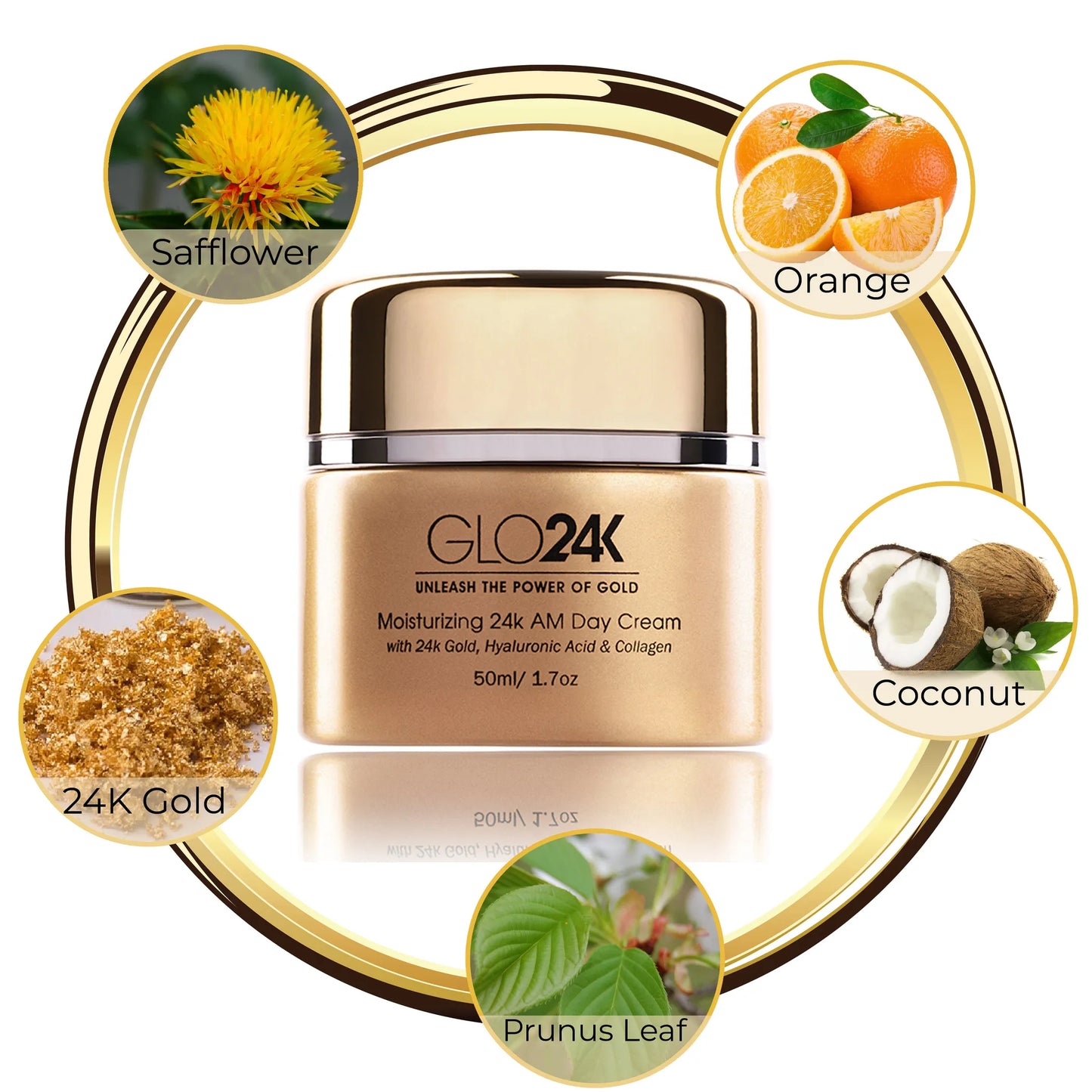 Moisturizing 24k AM Day Cream -with 24k Gold, Hyaluronic Acid & Collagen